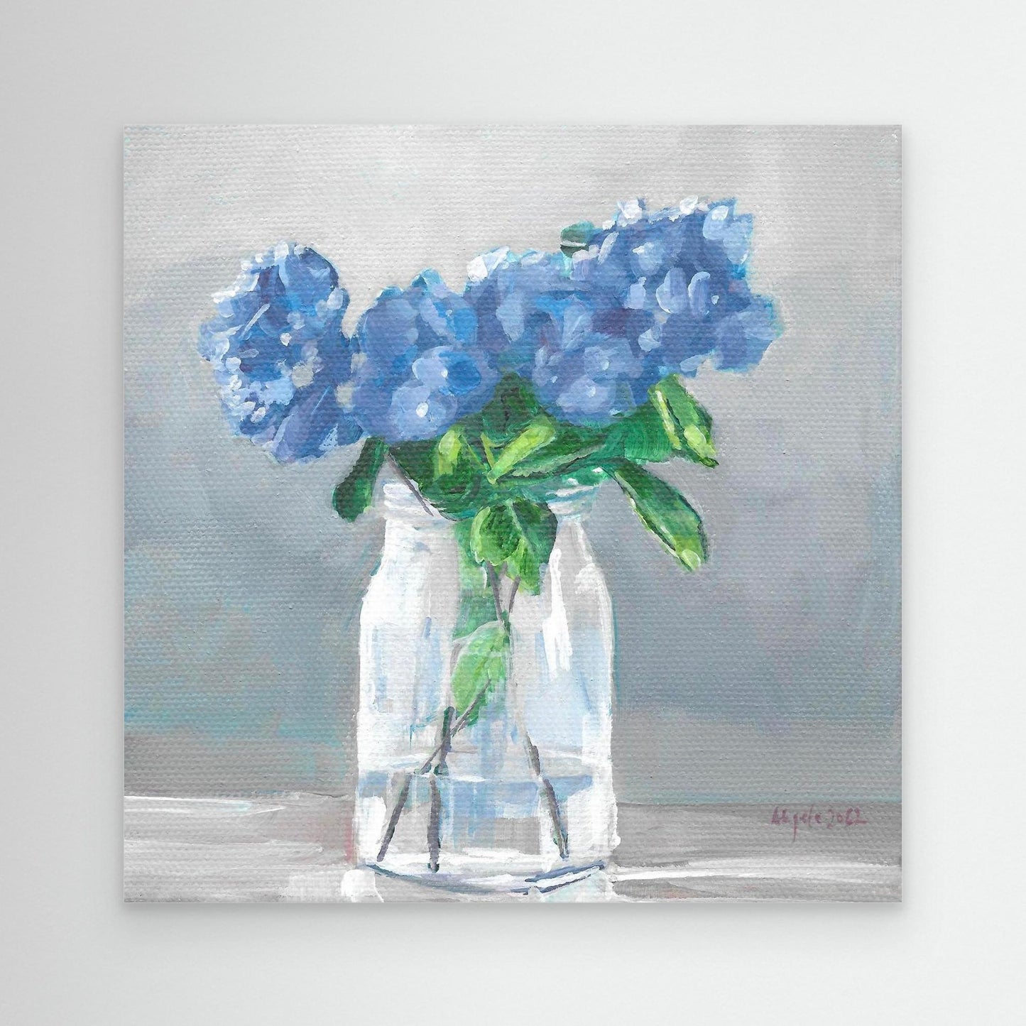 Blue hydrangea in vase