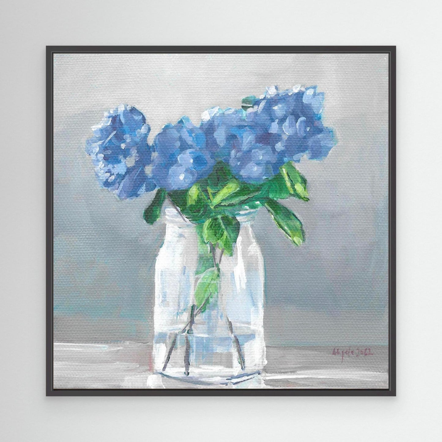 Blue hydrangea in vase