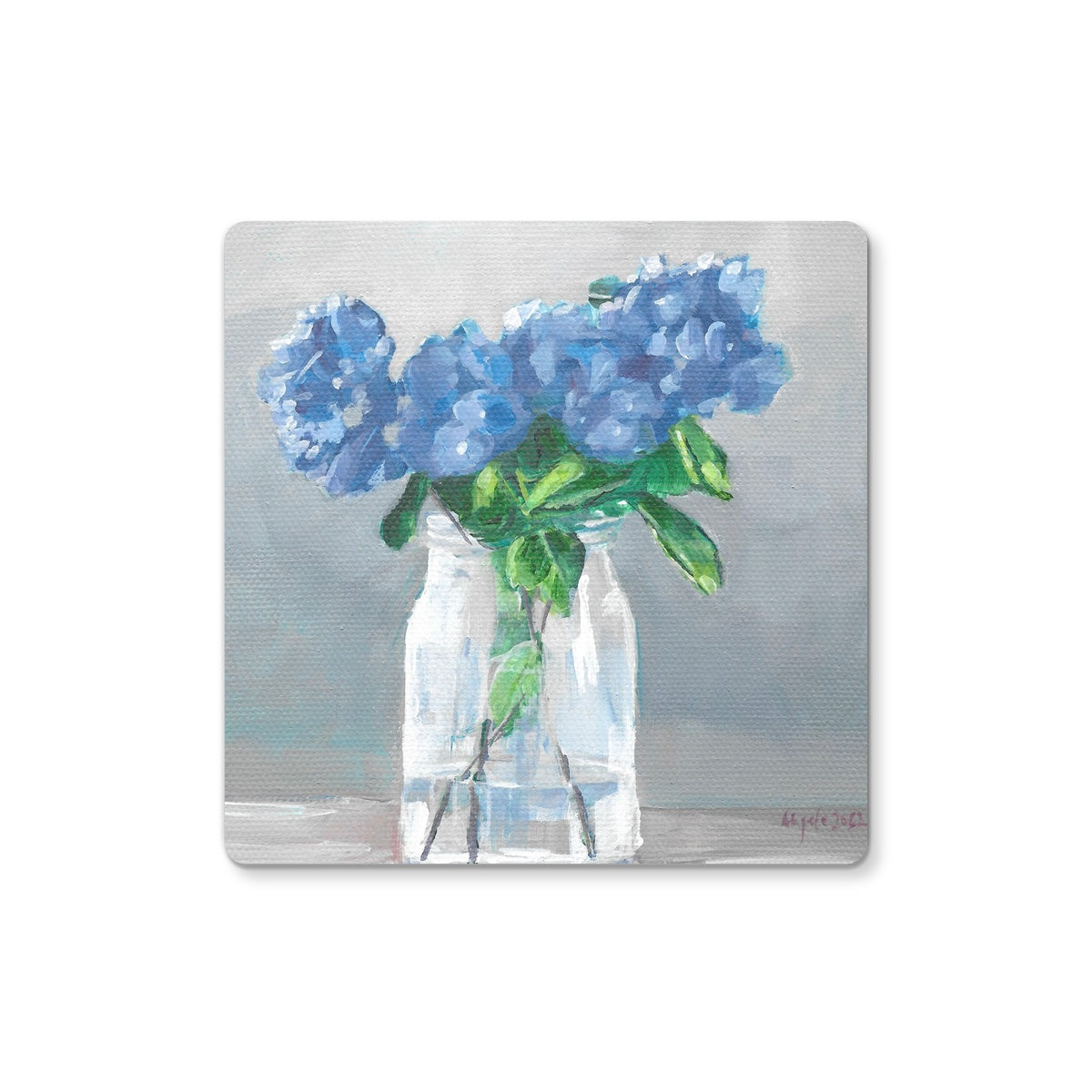 Blue hydrangea in vase Coaster