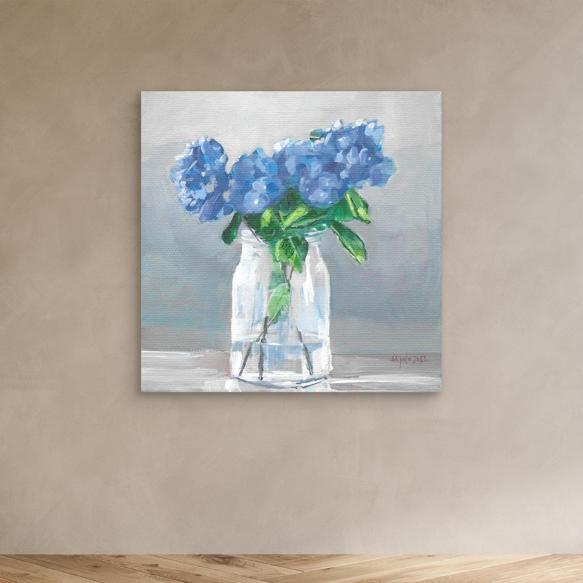 Blue hydrangea in vase