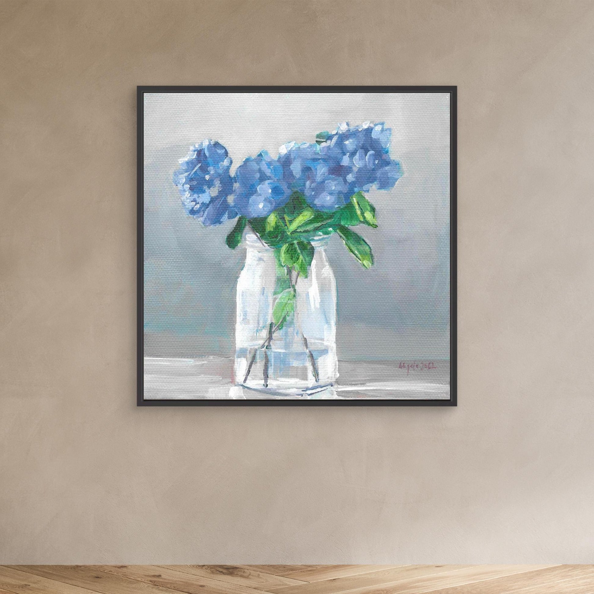 Blue hydrangea in vase