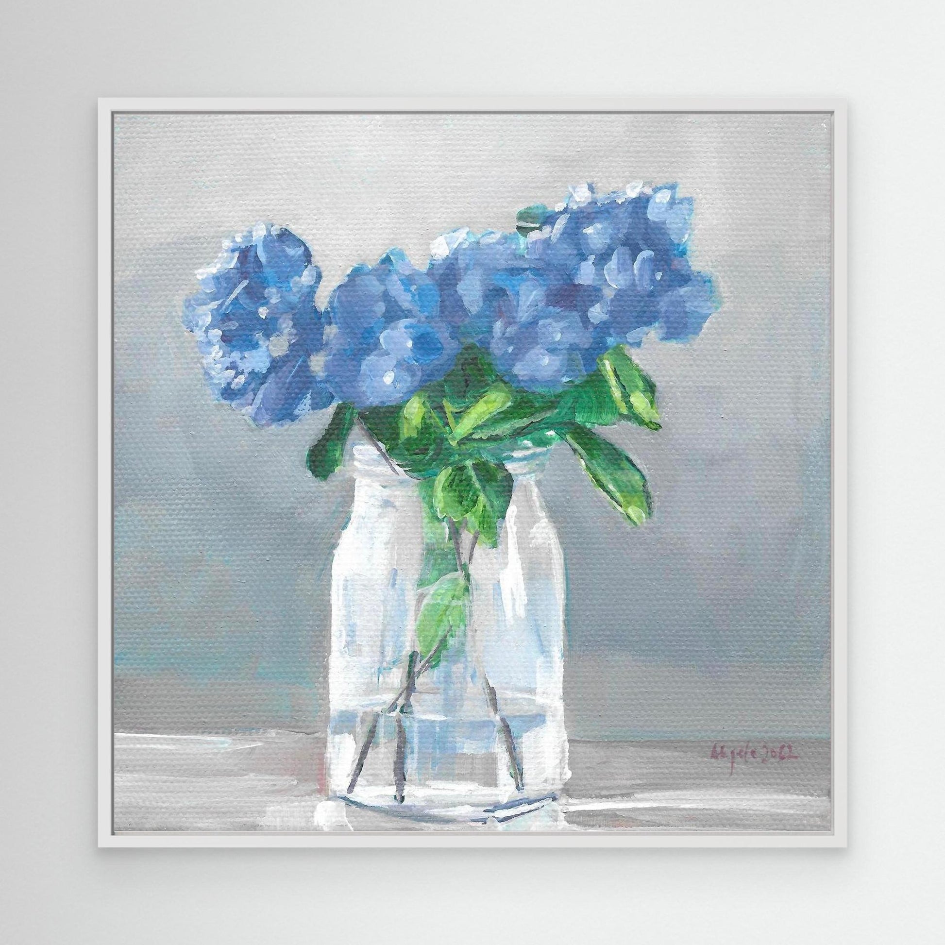 Blue hydrangea in vase