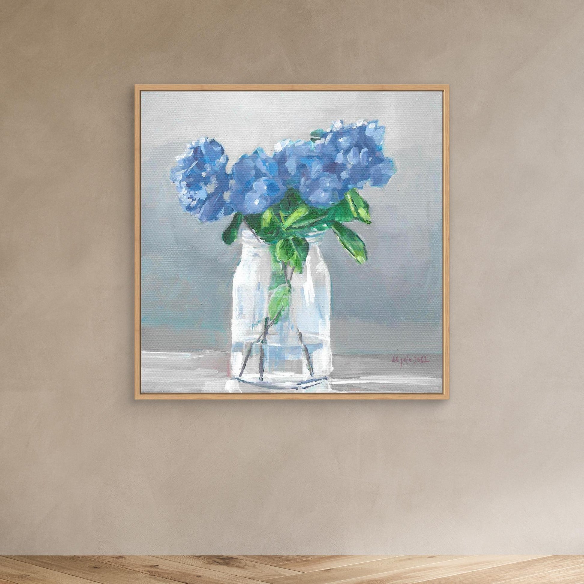 Blue hydrangea in vase
