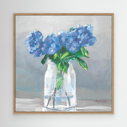 Blue hydrangea in vase