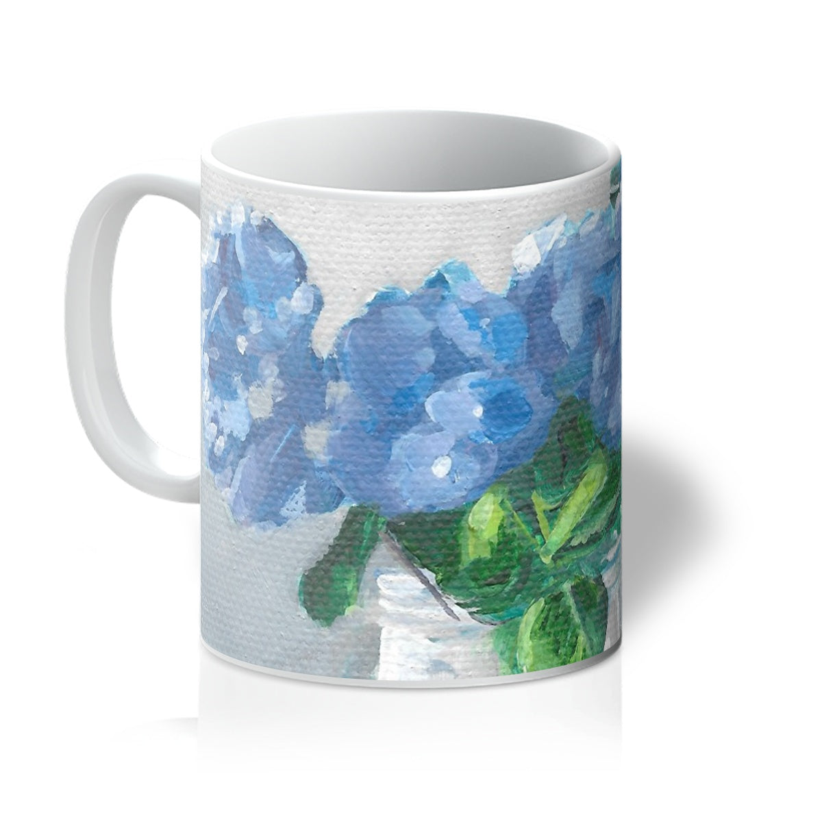 Blue hydrangea in vase Mug