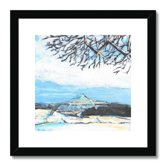 Snow on Roseberry Topping Framed & Mounted Print 12x12"