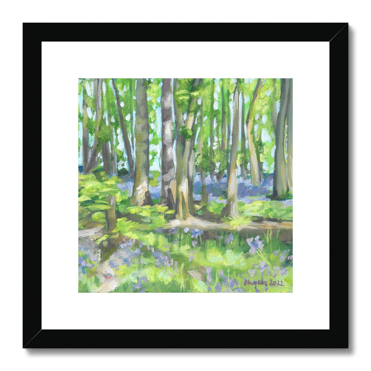 Bluebell woods at Hints Framed & Mounted Print 12x12"