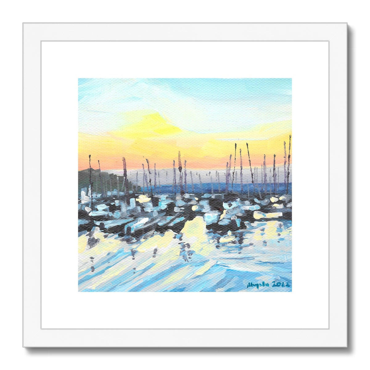 Brixham harbour Framed & Mounted Print 12x12"