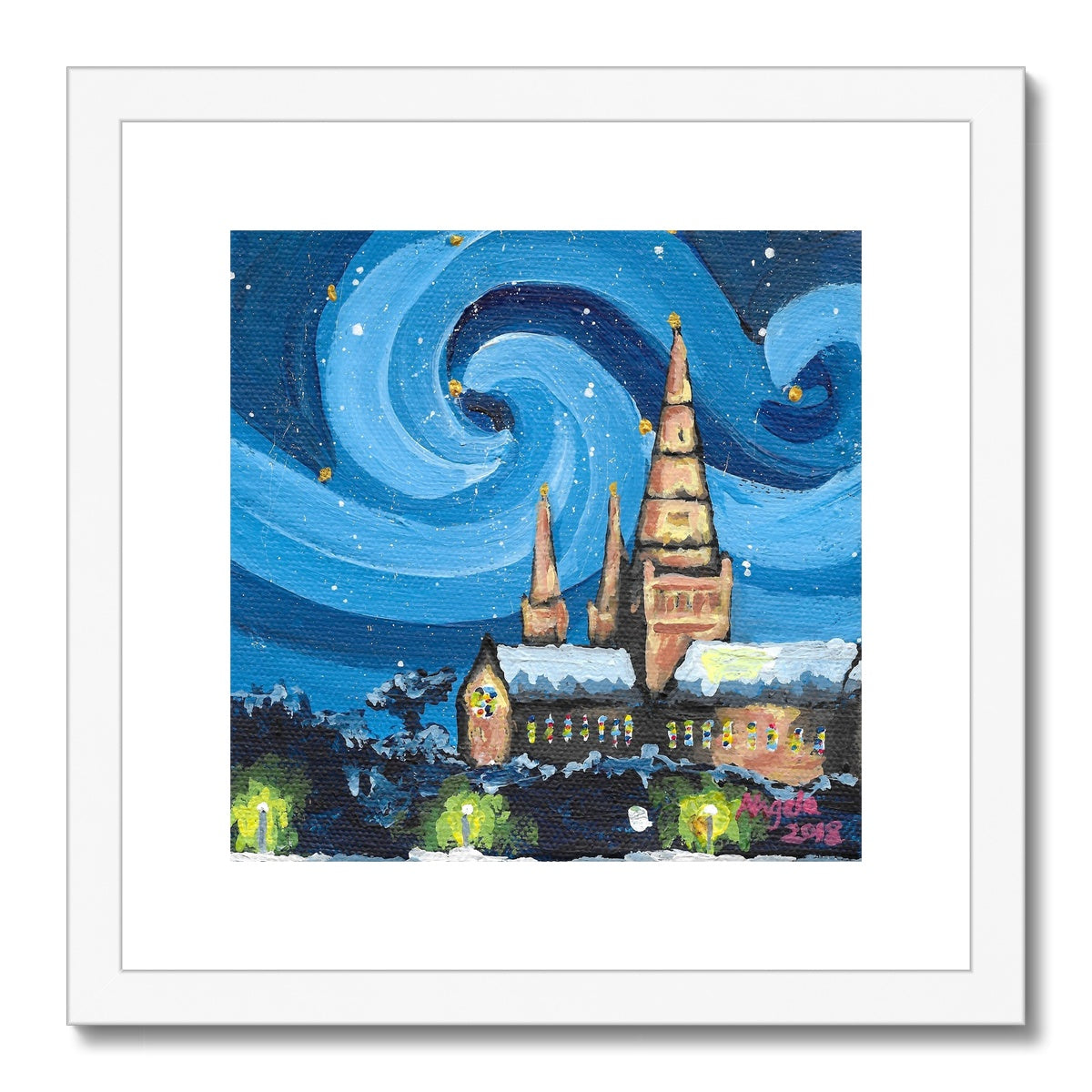 Winter's night, Lichfield Framed & Mounted Print 12x12