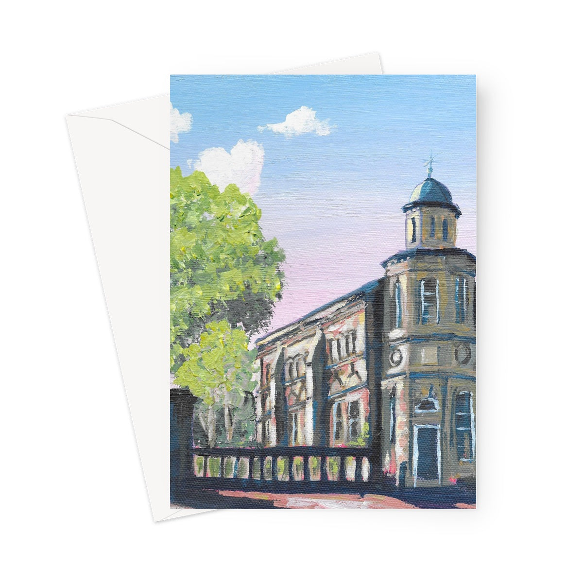 Pink skies and Old Library, Lichfield Greeting Card