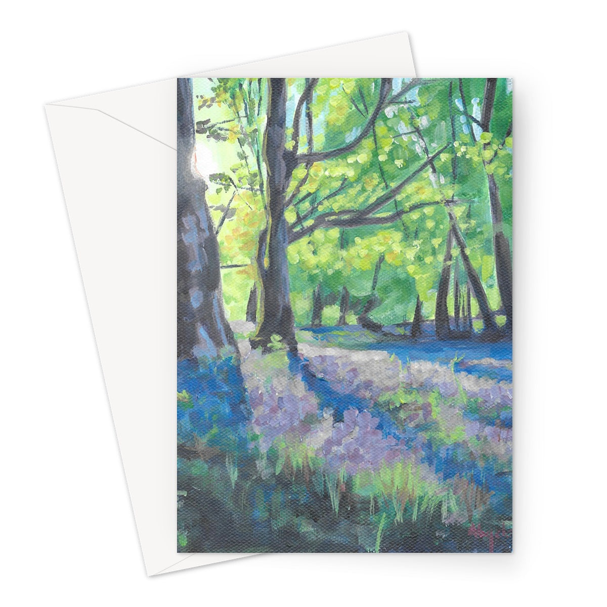 Bluebells at dawn 2 Greeting Card