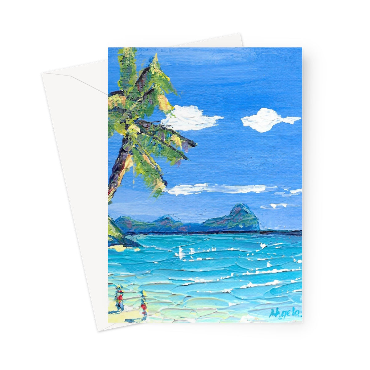 A little walk on the beach, Mauritius Greeting Card