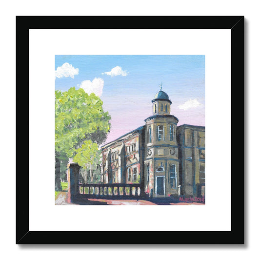 Pink skies and Old Library, Lichfield Framed & Mounted Print 12x12"