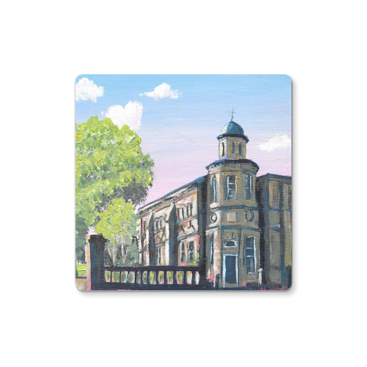 Pink skies and Old Library, Lichfield Coaster