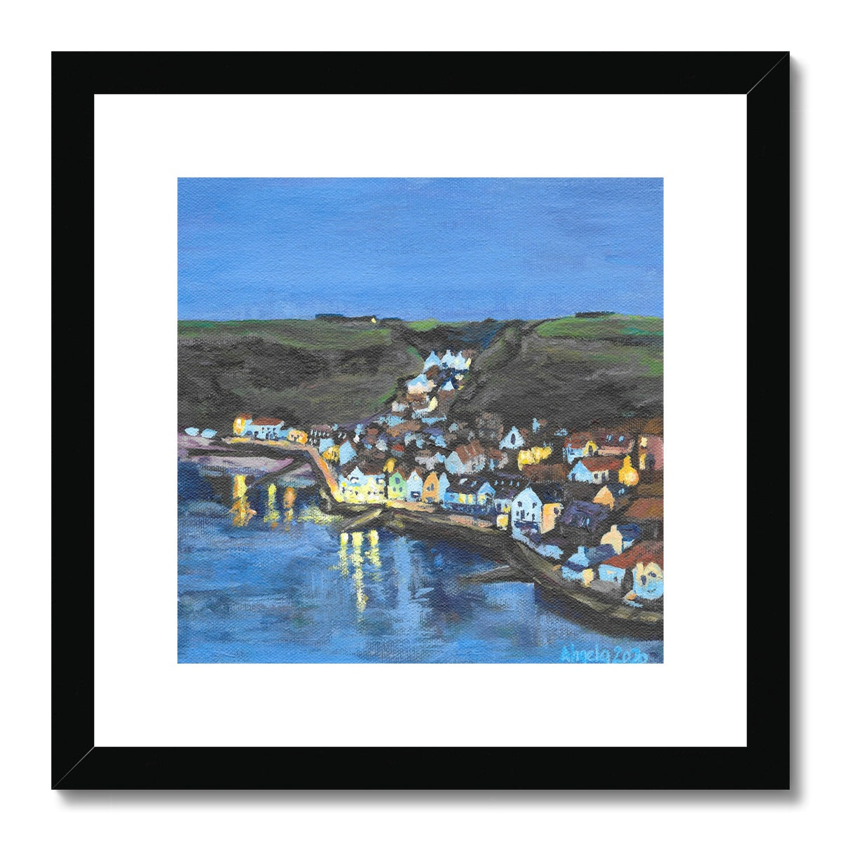 Nightfall in Staithes Framed & Mounted Print 12x12"