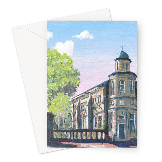 Pink skies and Old Library, Lichfield Greeting Card