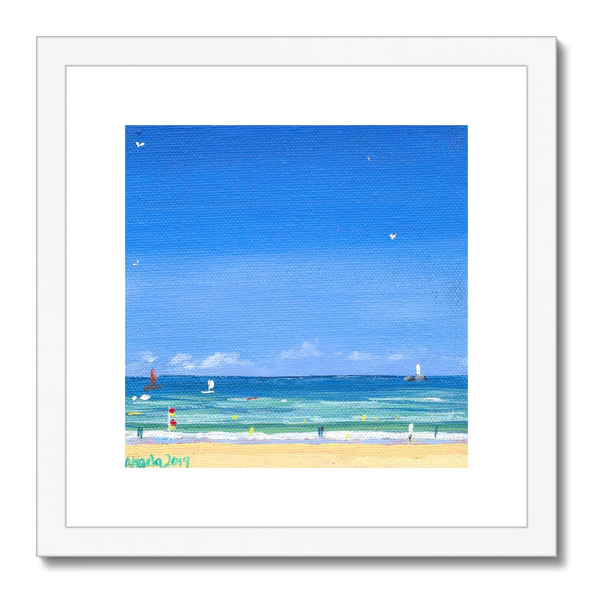 Looking out to the lighthouse Framed & Mounted Print 12x12"