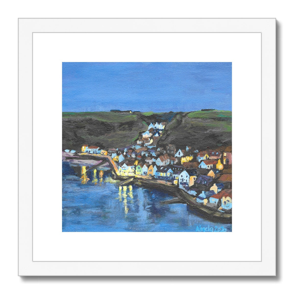 Nightfall in Staithes Framed & Mounted Print 12x12"