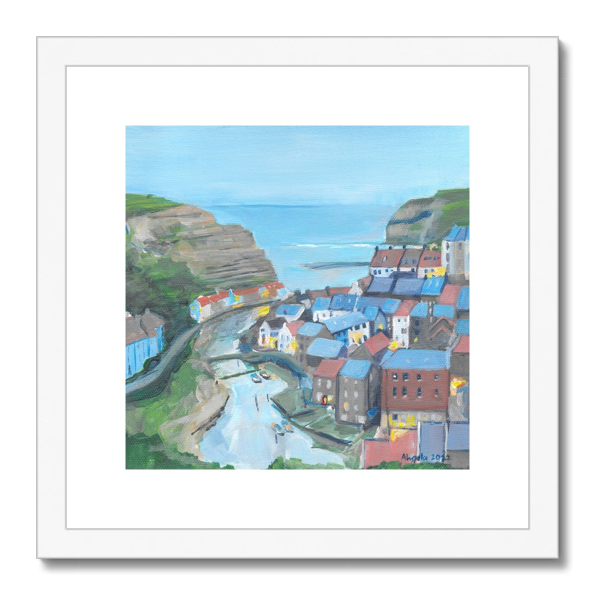 End of the day, Staithes Framed & Mounted Print 12x12