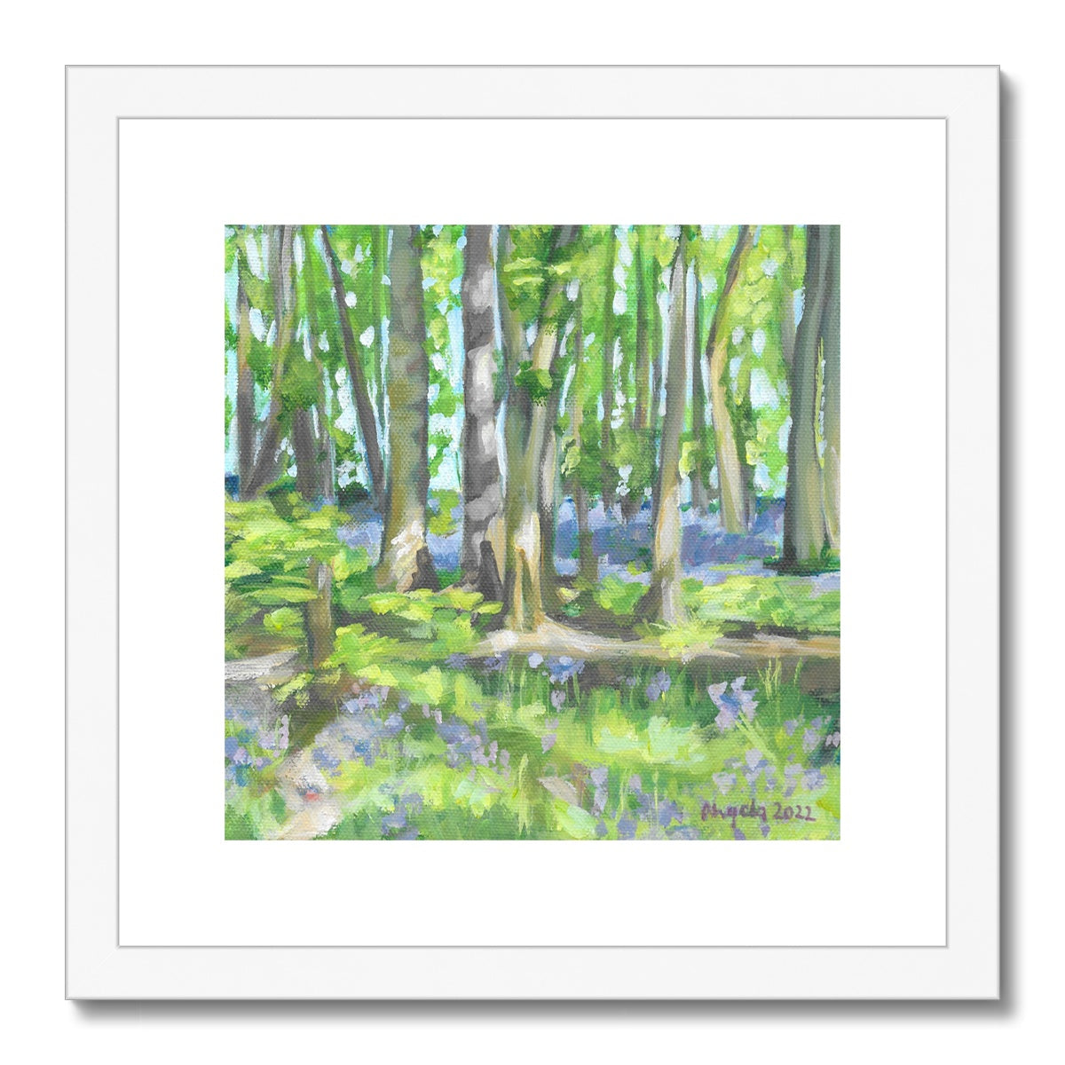 Bluebell woods at Hints Framed & Mounted Print 12x12"