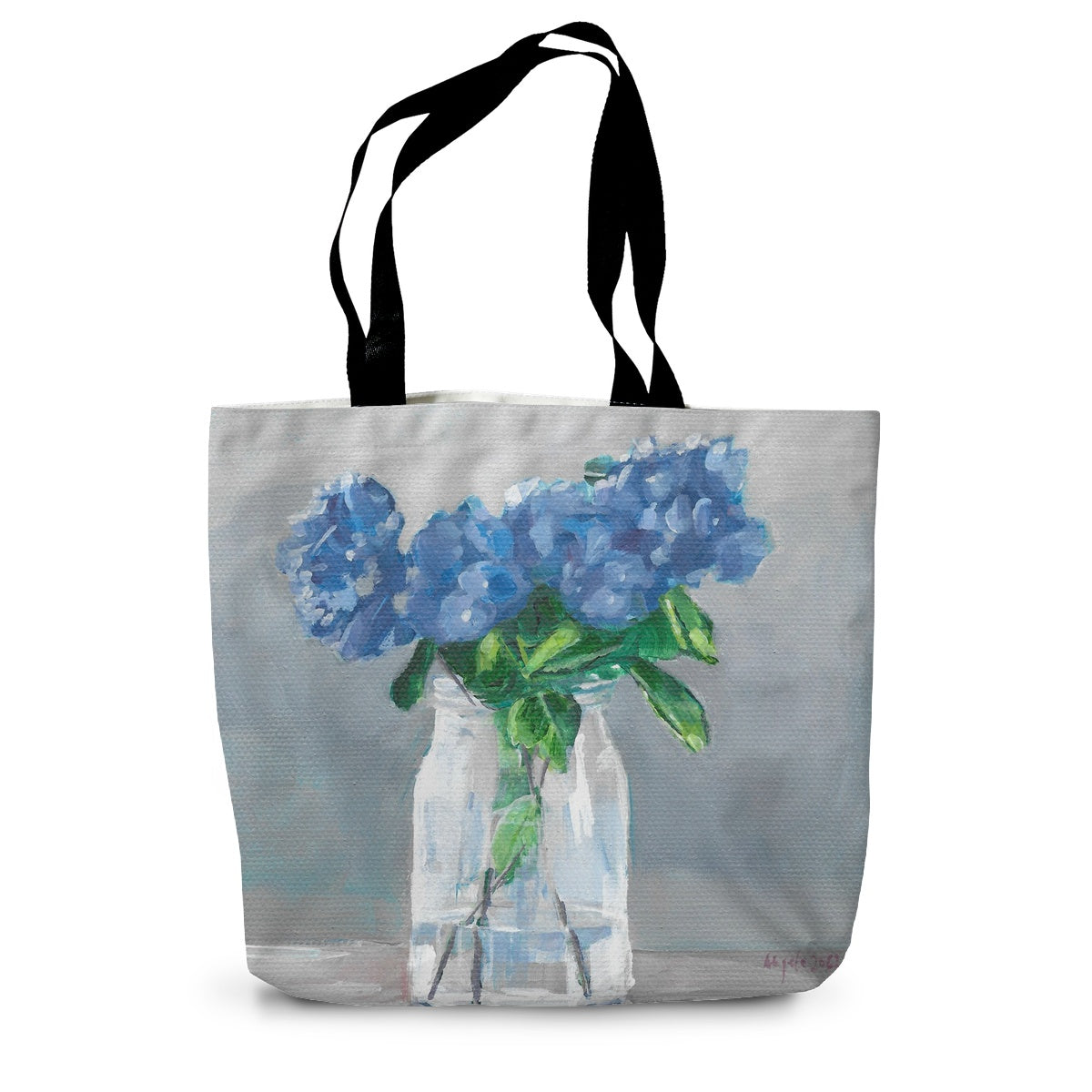 Blue hydrangea in vase Canvas Tote Bag