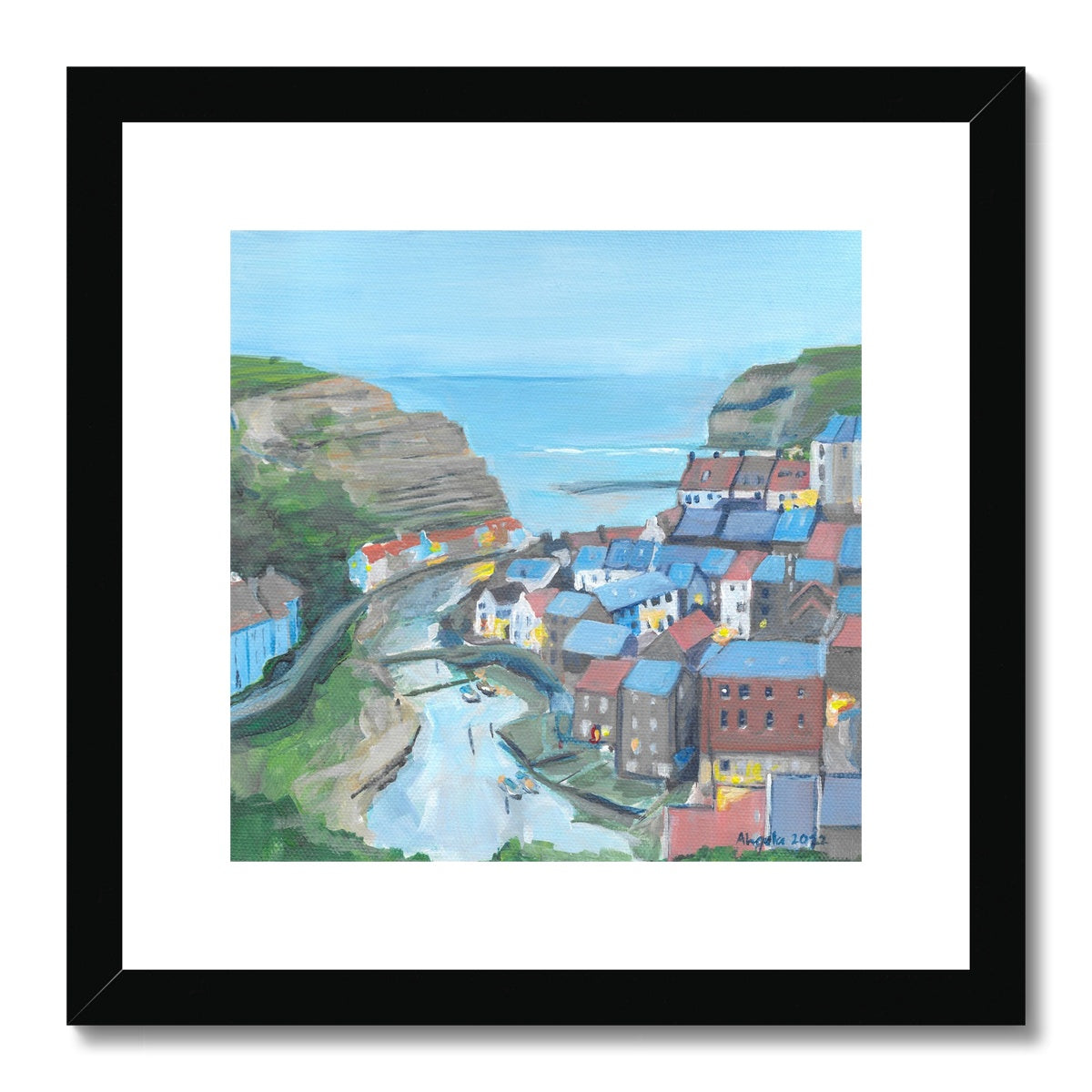 End of the day, Staithes Framed & Mounted Print 12x12