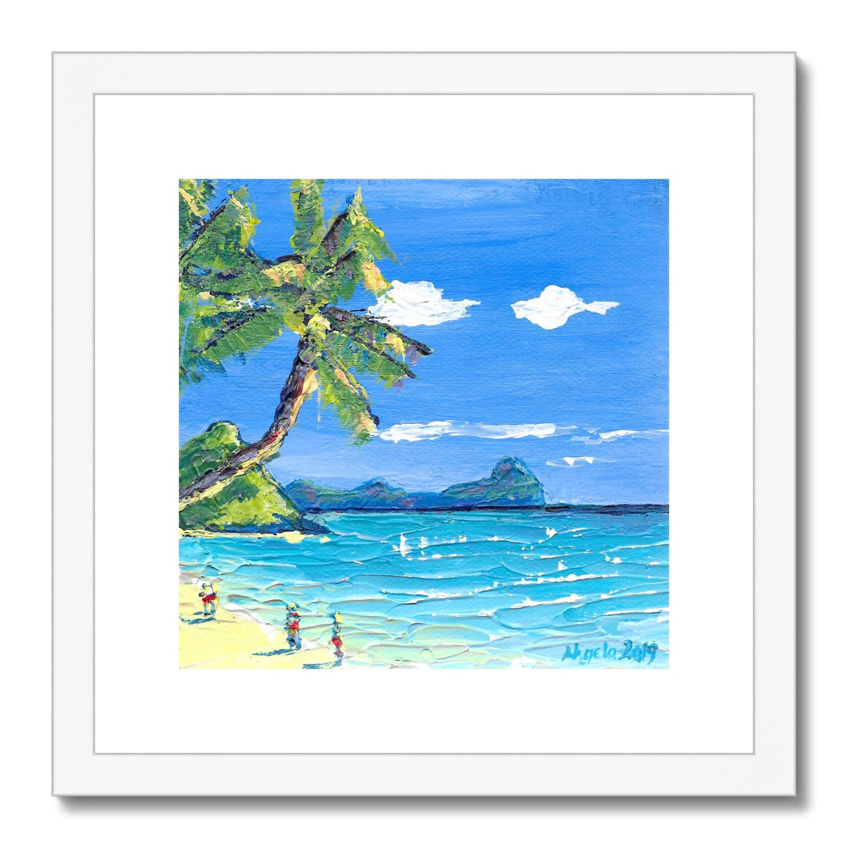 A little walk on the beach, Mauritius Framed & Mounted Print 12x12"