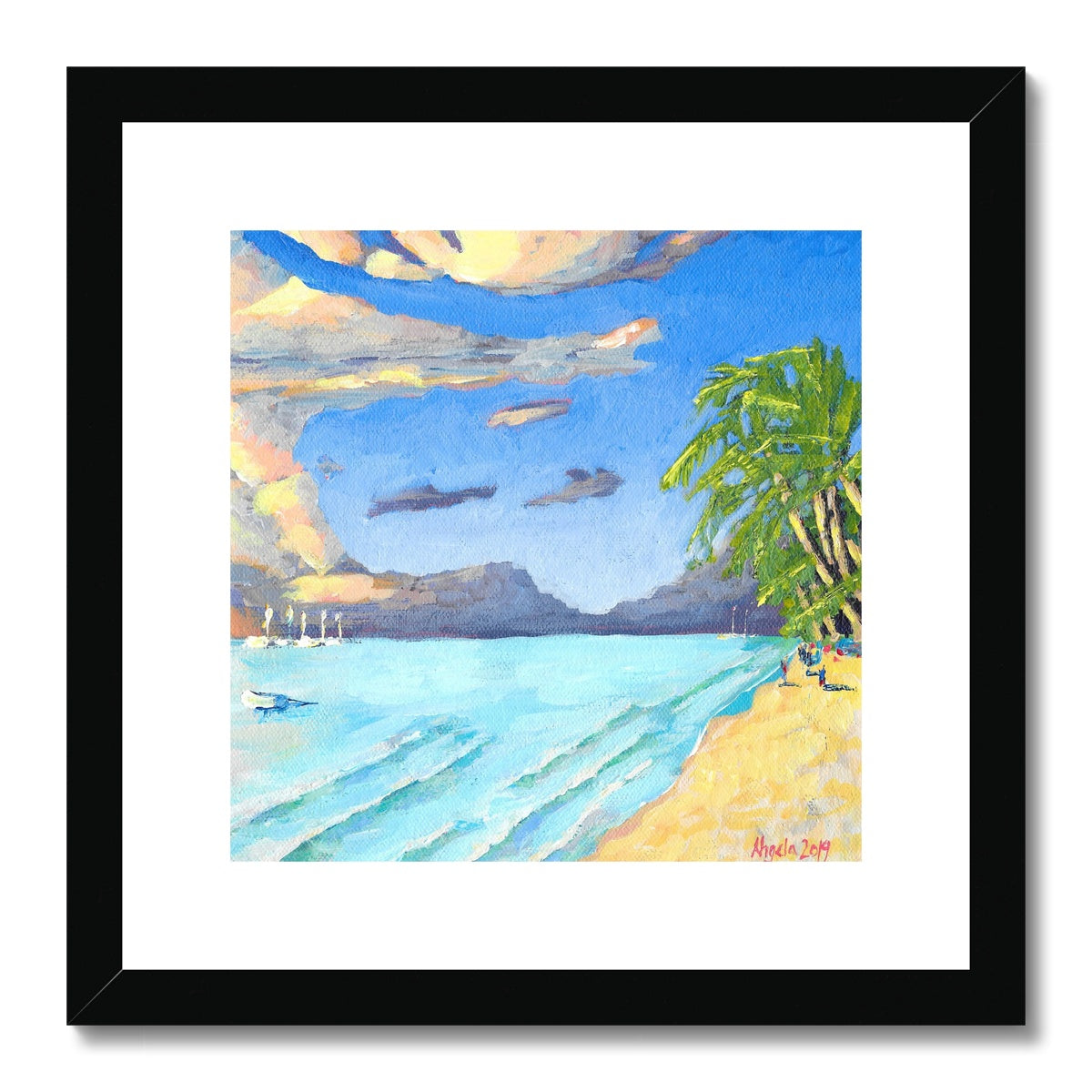 Last light of the day, Mauritius Framed & Mounted Print 12x12