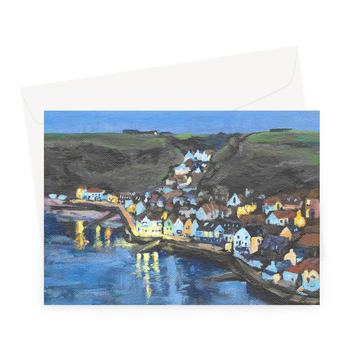 Nightfall in Staithes Greeting Card