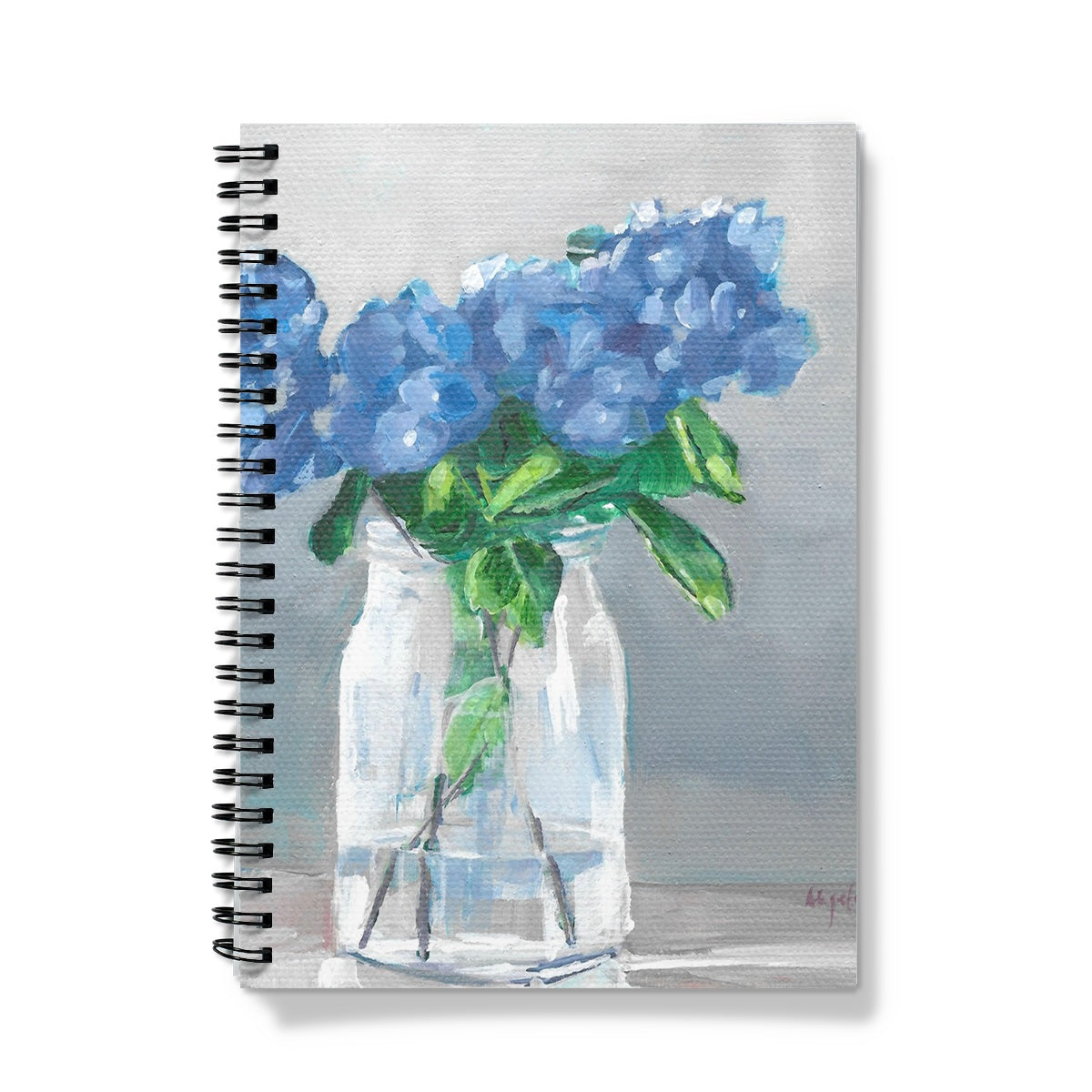 Blue hydrangea in vase Notebook