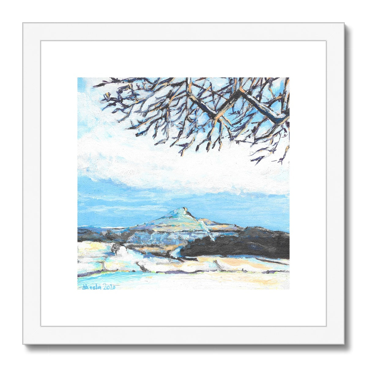 Snow on Roseberry Topping Framed & Mounted Print 12x12"