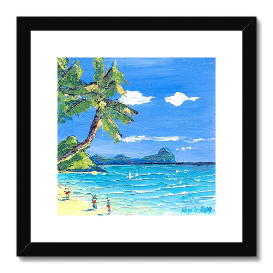 A little walk on the beach, Mauritius Framed & Mounted Print 12x12"